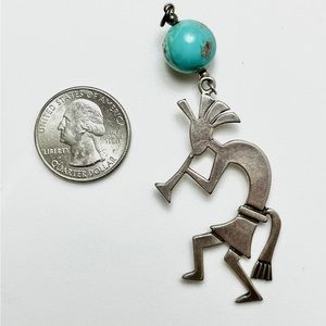 BOGO > Signed, Vintage Southwestern Kokopelli Turquoise Sterling Silver Pendant